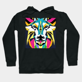 Pop Art Geometric Wolf Face Hoodie